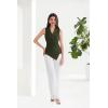 imageGRACE KARIN Womens Wrap V Neck Casual Work Tops Sleeveless Office Dressy Summer Blouse Top Asymmetrical Elegant ShirtsArmy Green