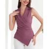 imageGRACE KARIN Womens Wrap V Neck Casual Work Tops Sleeveless Office Dressy Summer Blouse Top Asymmetrical Elegant ShirtsDirty Pink