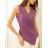 imageGRACE KARIN Womens Wrap V Neck Casual Work Tops Sleeveless Office Dressy Summer Blouse Top Asymmetrical Elegant ShirtsDirty Pink