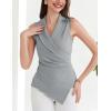 imageGRACE KARIN Womens Wrap V Neck Casual Work Tops Sleeveless Office Dressy Summer Blouse Top Asymmetrical Elegant ShirtsGrey