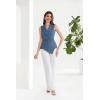 imageGRACE KARIN Womens Wrap V Neck Casual Work Tops Sleeveless Office Dressy Summer Blouse Top Asymmetrical Elegant ShirtsGrey Blue