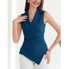 imageGRACE KARIN Womens Wrap V Neck Casual Work Tops Sleeveless Office Dressy Summer Blouse Top Asymmetrical Elegant ShirtsPeacock Blue