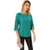 imageWomens Sparkle Sequin Party Blouse Tops Shimmer Glitter 34 Slit Sleeve Dressy TopsBlue Green