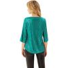 imageWomens Sparkle Sequin Party Blouse Tops Shimmer Glitter 34 Slit Sleeve Dressy TopsBlue Green