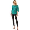 imageWomens Sparkle Sequin Party Blouse Tops Shimmer Glitter 34 Slit Sleeve Dressy TopsBlue Green