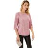 imageWomens Sparkle Sequin Party Blouse Tops Shimmer Glitter 34 Slit Sleeve Dressy TopsLight Pink