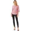 imageWomens Sparkle Sequin Party Blouse Tops Shimmer Glitter 34 Slit Sleeve Dressy TopsLight Pink