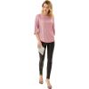 imageWomens Sparkle Sequin Party Blouse Tops Shimmer Glitter 34 Slit Sleeve Dressy TopsLight Pink