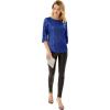 imageWomens Sparkle Sequin Party Blouse Tops Shimmer Glitter 34 Slit Sleeve Dressy TopsRoyal Blue