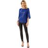 imageWomens Sparkle Sequin Party Blouse Tops Shimmer Glitter 34 Slit Sleeve Dressy TopsRoyal Blue