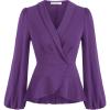 imageGRACE KARIN 2024 Womens Elegant Tops Long Sleeve Wrap Tops V Neck Formal Work Blouses Dressy ShirtsPurple