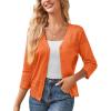 imageGRACE KARIN Womens 2024 Cropped Cardigan 34 Sleeve Lightweight Crochet Shrug HollowedOut Knit Sweater TopsOrange
