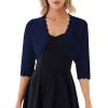 imageGRACE KARIN Womens 34 Sleeve Open Front Scalloped Knit Cropped Bolero Shrug CardiganDark Blue
