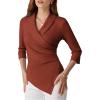 imageGRACE KARIN Womens V Neck Casual Work Tops 34 Sleeve Office Dressy Blouse Top Asymmetrical Elegant ShirtsCaramel
