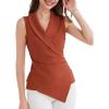imageGRACE KARIN Womens Wrap V Neck Casual Work Tops Sleeveless Office Dressy Summer Blouse Top Asymmetrical Elegant ShirtsBrick Red