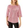 imageWomens Sparkle Sequin Party Blouse Tops Shimmer Glitter 34 Slit Sleeve Dressy TopsLight Pink
