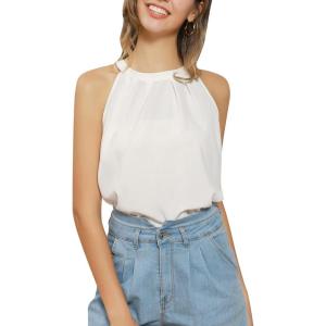 imageGRACE KARIN Sequin Halter Tops for Women Sleeveless Dressy Sparkle Tank Camisole Tops Party Club Cocktail Vest ShirtWhite