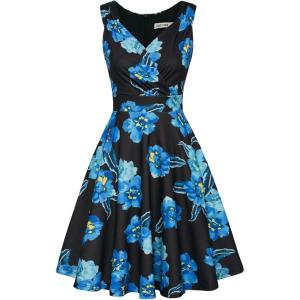 imageGRACE KARIN Womens Sleeveless Wrap VNeck Aline Bridesmaid Cocktail Party DressBlack Blue
