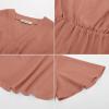 imageGRACE KARIN 2024 Womens Elegant V Neck Peplum Tops Tie Front Short Bell Sleeve Shirts Tops BlouseCrinkly Pink