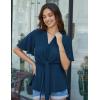 imageGRACE KARIN 2024 Womens Elegant V Neck Peplum Tops Tie Front Short Bell Sleeve Shirts Tops BlouseDark Blue