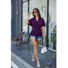 imageGRACE KARIN 2024 Womens Elegant V Neck Peplum Tops Tie Front Short Bell Sleeve Shirts Tops BlouseDark Purple