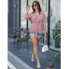 imageGRACE KARIN 2024 Womens Elegant V Neck Peplum Tops Tie Front Short Bell Sleeve Shirts Tops BlouseGray Pink
