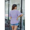imageGRACE KARIN 2024 Womens Elegant V Neck Peplum Tops Tie Front Short Bell Sleeve Shirts Tops BlouseLilac
