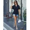 imageGRACE KARIN 2024 Womens Elegant V Neck Peplum Tops Tie Front Short Bell Sleeve Shirts Tops BlouseNavy Blue1