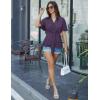 imageGRACE KARIN 2024 Womens Elegant V Neck Peplum Tops Tie Front Short Bell Sleeve Shirts Tops BlousePurple