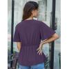 imageGRACE KARIN 2024 Womens Elegant V Neck Peplum Tops Tie Front Short Bell Sleeve Shirts Tops BlousePurple