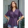 imageGRACE KARIN 2024 Womens Elegant V Neck Peplum Tops Tie Front Short Bell Sleeve Shirts Tops BlousePurple