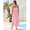 imageGRACE KARIN 2025 Womens Casual Spaghetti Straps Square Neck Maxi Dress Ruffle Flowy A Line Smocked Dress with PocketsPink