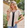 imageGRACE KARIN 2025 Womens Dressy Casual Tops Color Block Business Work Blouses Summer Keyhole Short Sleeeve Shirt OutfitsApricot