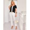 imageGRACE KARIN 2025 Womens Dressy Casual Tops Color Block Business Work Blouses Summer Keyhole Short Sleeeve Shirt OutfitsBlack