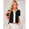 imageGRACE KARIN 2025 Womens Dressy Casual Tops Color Block Business Work Blouses Summer Keyhole Short Sleeeve Shirt OutfitsBlack
