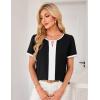 imageGRACE KARIN 2025 Womens Dressy Casual Tops Color Block Business Work Blouses Summer Keyhole Short Sleeeve Shirt OutfitsBlack