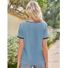 imageGRACE KARIN 2025 Womens Dressy Casual Tops Color Block Business Work Blouses Summer Keyhole Short Sleeeve Shirt OutfitsBlue