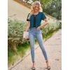 imageGRACE KARIN 2025 Womens Dressy Casual Tops Color Block Business Work Blouses Summer Keyhole Short Sleeeve Shirt OutfitsPeacock Blue