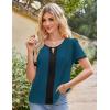 imageGRACE KARIN 2025 Womens Dressy Casual Tops Color Block Business Work Blouses Summer Keyhole Short Sleeeve Shirt OutfitsPeacock Blue