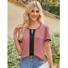 imageGRACE KARIN 2025 Womens Dressy Casual Tops Color Block Business Work Blouses Summer Keyhole Short Sleeeve Shirt OutfitsPink