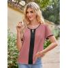 imageGRACE KARIN 2025 Womens Dressy Casual Tops Color Block Business Work Blouses Summer Keyhole Short Sleeeve Shirt OutfitsPink