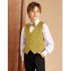 imageGRACE KARIN Boys Formal Suit Vest 4 Button 2 Piece Tuxedo Dress Vest with Bow Tie 512YGold