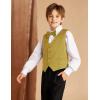 imageGRACE KARIN Boys Formal Suit Vest 4 Button 2 Piece Tuxedo Dress Vest with Bow Tie 512YGold