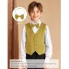 imageGRACE KARIN Boys Formal Suit Vest 4 Button 2 Piece Tuxedo Dress Vest with Bow Tie 512YGold