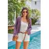 imageGRACE KARIN Cardigan Sweaters for Women Lightweight Button Down Open Front Short Crochet Shrug Long Sleeve V Neck 2024Purple