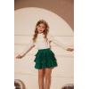 imageGRACE KARIN Girls Sequin Skirt Girls Fashion Party Three Layer Ruffle Skirt 514YDark Green