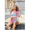 imageGRACE KARIN Mesh Cardigan Sweaters for Women Crochet Short Sleeve Openfront Long Cardigan Cover ups Knitted Sheer TopsMulticolorpink