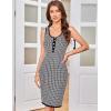 imageGRACE KARIN Women Sleeveless Sweater Dress Plaid Knit Tank Dress Gold Button 2025 Bodycon Above Knee Tweed Knit DressBlack