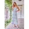 imageGRACE KARIN Women Strapless Casual Loose Ruched Long Maxi Dress with PocketsFloral White