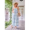 imageGRACE KARIN Women Strapless Casual Loose Ruched Long Maxi Dress with PocketsFloral White